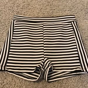 Spandex black and white striped shorts
